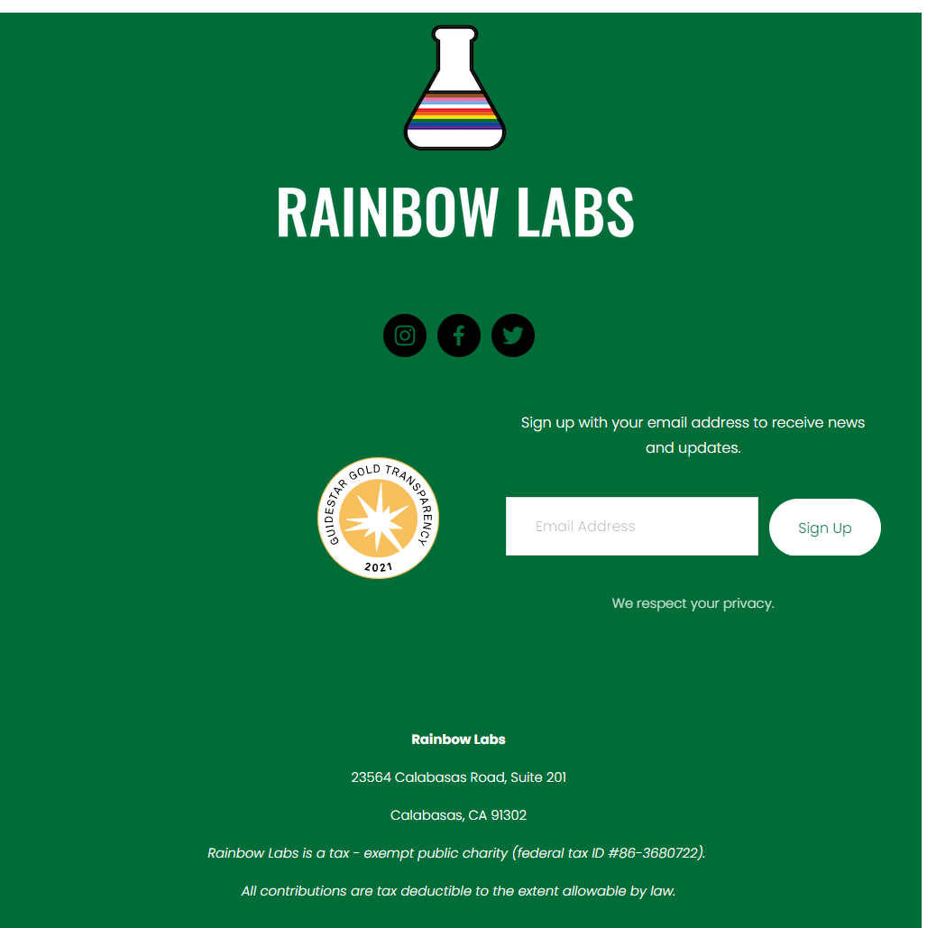 Image of a wireframe of the Rainbow Labs previouse home page