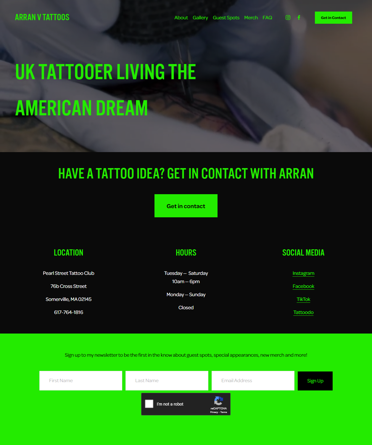 Image of of Arran V Tattoos Home page